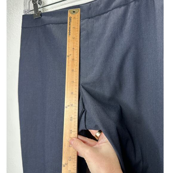 Zara Navy Blue Micro Tweed Straight Leg Cuffed Trouser Pant 6 - Picture 12 of 13